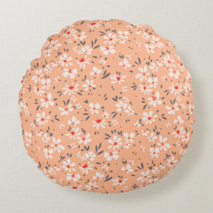 Cute floral pattern in the small flower. Ditsy pri Round Cushion