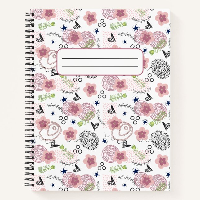 Cute Floral Pattern Notebook (Front)