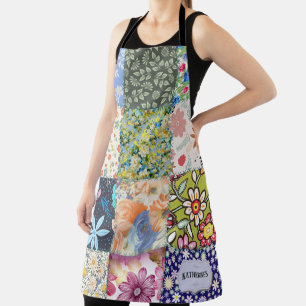 Cute Floral Pattern Patch Work Quilt Personalised Apron