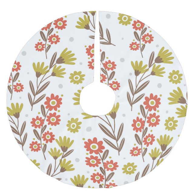 Cute floral pattern, seamless background. brushed polyester tree skirt (Front)