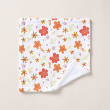 Cute Floral Pattern – Warm Retro Flowers on Black