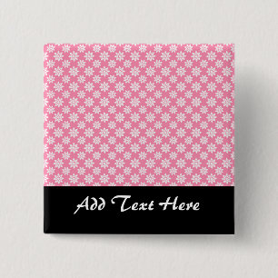 Cute Floral Pattern White over Pink 15 Cm Square Badge
