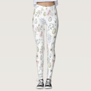 Cute Floral Patterned Easter Leggings