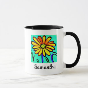 Cute Floral Personalised Name Flower Aesthetic Mug