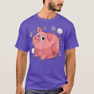 Cute Floral Piglet Farm Animal Lover Farmer Vintag T-Shirt