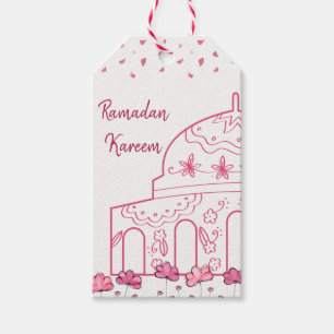 Cute Floral Pink Mosque Islamic Ramadan Kareem Gift Tags