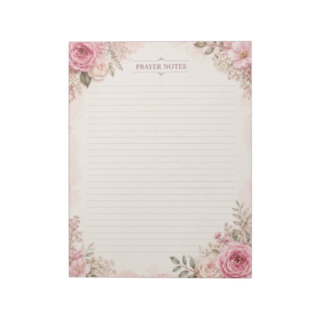 Cute Floral Prayer Notes Notepad (Rotated)