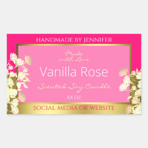 Cute Floral Product Packaging Labels Pink and Gold
