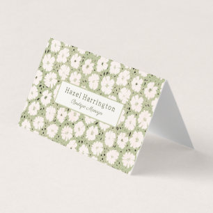 Cute Floral QR Code Folded Business Cards Whimsy