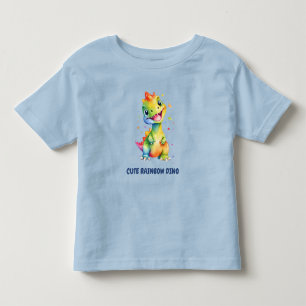 Cute Floral Rainbow Dinosaur Happy Birthday Party Toddler T-Shirt