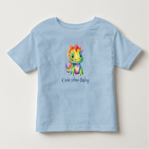 Cute Floral Rainbow Dinosaur Happy Birthday Party Toddler T-Shirt