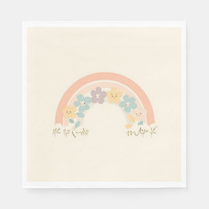Cute Floral Rainbow Smiles Pastel Party Napkins