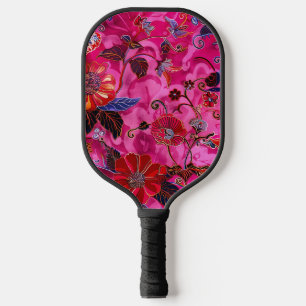 Cute Floral Retro Pink Pickleball Paddle