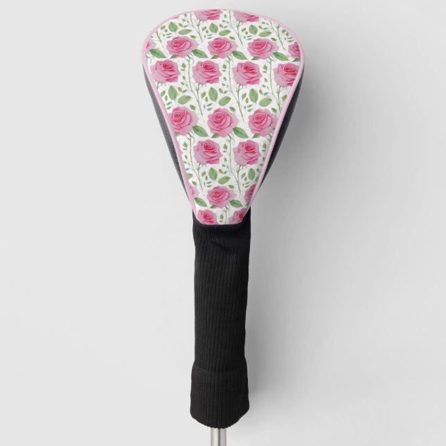 Cute,  floral/rose repeating pattern  golf head cover (Front)