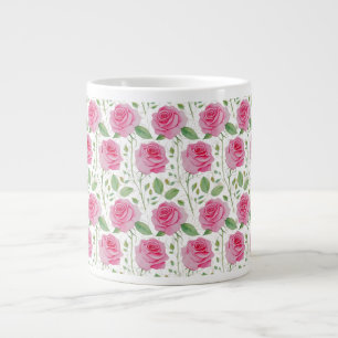 Cute, floral/rose repeating pattern large coffee mug
