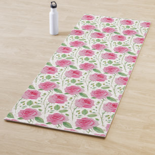 Cute, floral/rose repeating pattern yoga mat