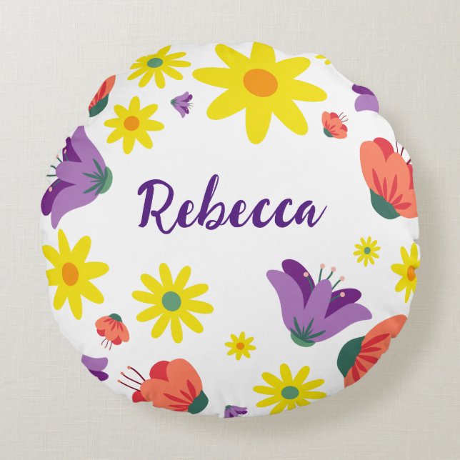 Cute Floral  Round Cushion (Front)
