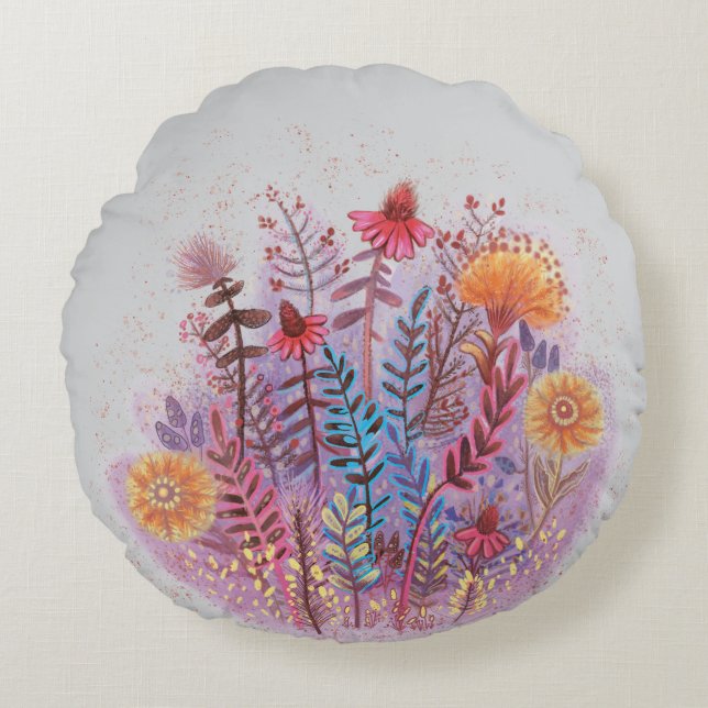 cute floral Round Pillow (Front)