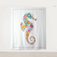 Cute floral seahorse illustration