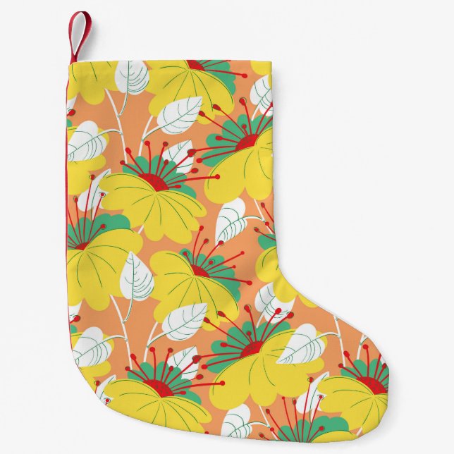 Cute floral seamless pattern. Background with hand Small Christmas Stocking (Front)