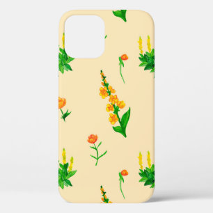 Cute floral seamless pattern with hand-drawn illus iPhone 12 case
