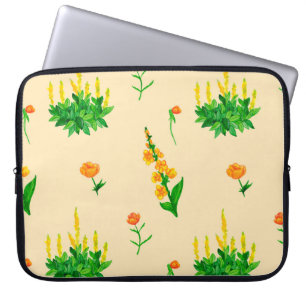 Cute floral seamless pattern with hand-drawn illus laptop sleeve