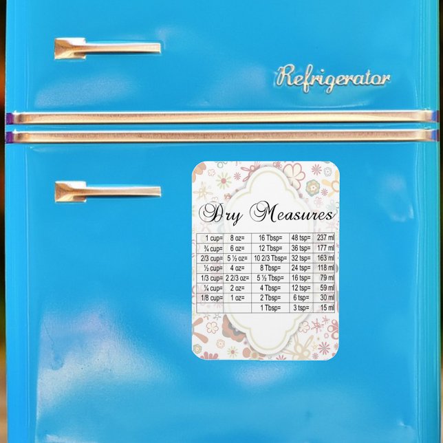 Cute Floral Shaped Pattern Dry Measure Equivalents Magnet (Creator Uploaded)