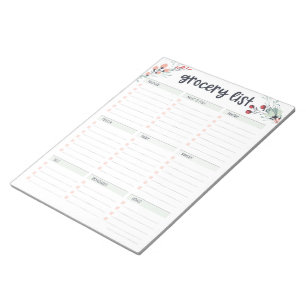 Cute Floral Shopping List Notepad
