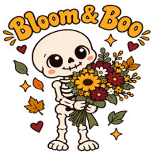 Cute Floral Skeleton Bloom Boo Women