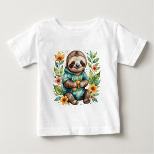 Cute floral sloth Baby T-Shirt