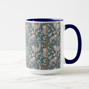 Cute Floral Sloth Pattern Mug