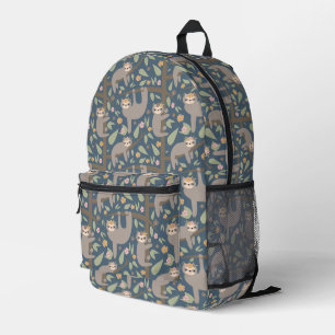 Cute Floral Sloth Pattern Printed Backpack