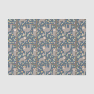 Cute Floral Sloth Pattern Tissue Paper
