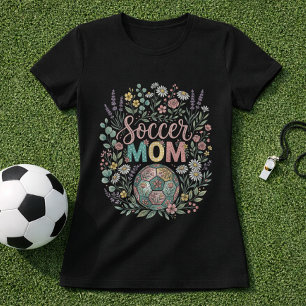 Cute Floral Soccer Mum T-Shirt