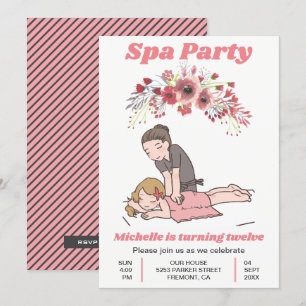 Cute Floral Spa Girls Birthday Party Invitation