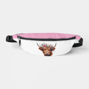 Cute, floral/spring highland cow bum bags