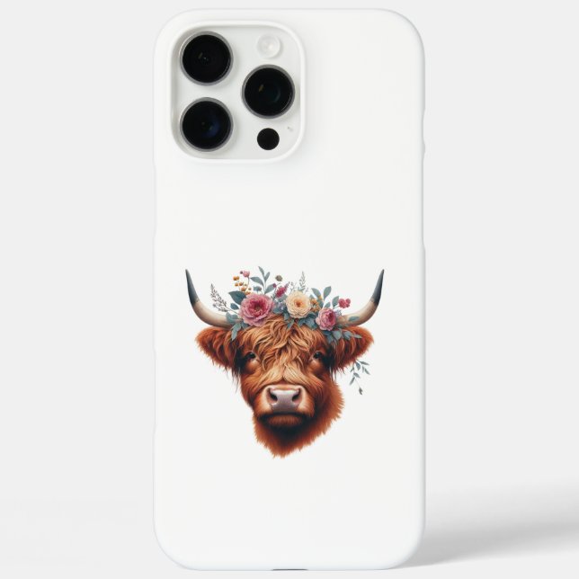 Cute, floral/spring highland cow Case-Mate iPhone case (Back)