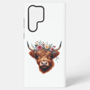 Cute, floral/spring highland cow samsung galaxy case