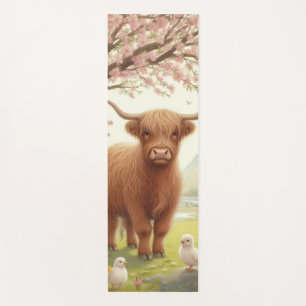 Cute, floral/spring highland cow yoga mat