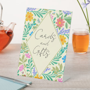 Cute Floral Spring Summer Vintage Boho Cards Gifts Pedestal Sign