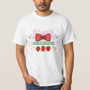  Cute Floral Strawberry "Tearcher" Teacher Appreci T-Shirt