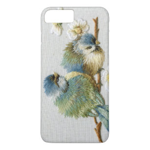 cute floral teal mint green embroidery bird iPhone 8 plus/7 plus case