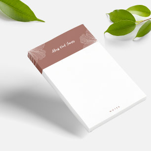 Cute Floral Terracotta Rust Chic Script Post-it Notes