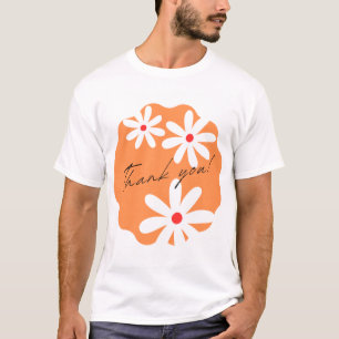 Cute Floral Thank You Aesthetic Retro Orange T-Shi T-Shirt
