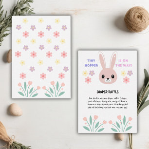 Cute Floral Tiny Hopper Bunny Baby Shower Enclosure Card