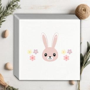 Cute Floral Tiny Hopper Bunny Baby Shower Napkin