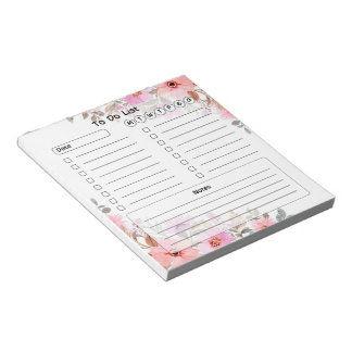 Cute Floral To Do List Notepad