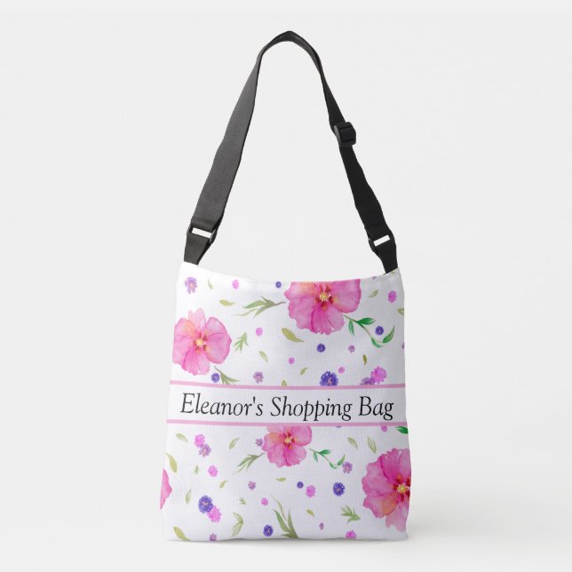 Cute Floral Tote Bag | Custom Cross Body (Front)