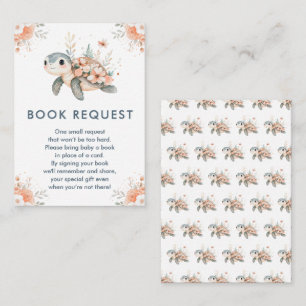 Cute Floral Turtle Baby Shower Book Request Enclosure Card
