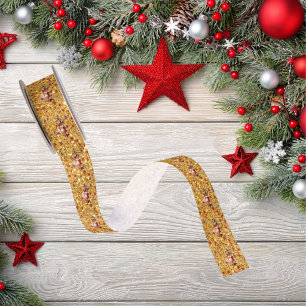 Cute Floral Unicorn Christmas Gold Girl Satin Ribbon